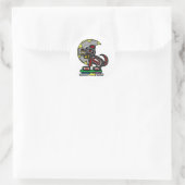 Wolf und Mond Runder Aufkleber (Tasche)