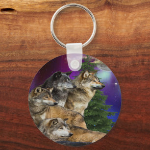 Wolf und Mond Schlüsselanhänger