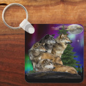 Wolf und Mond Schlüsselanhänger (Vorderseite)