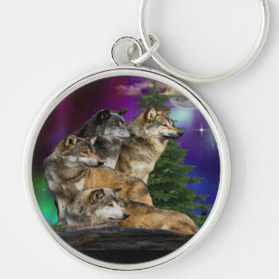 Wolf und Mond Schlüsselanhänger