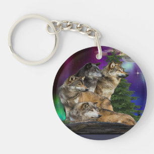 Wolf und Mond Schlüsselanhänger