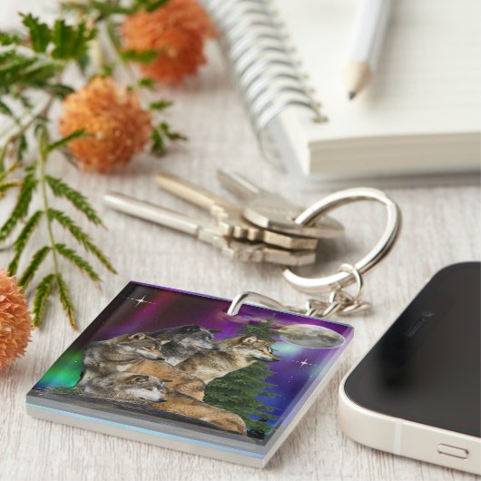 Wolf und Mond Schlüsselanhänger (Vorderseite rechts)