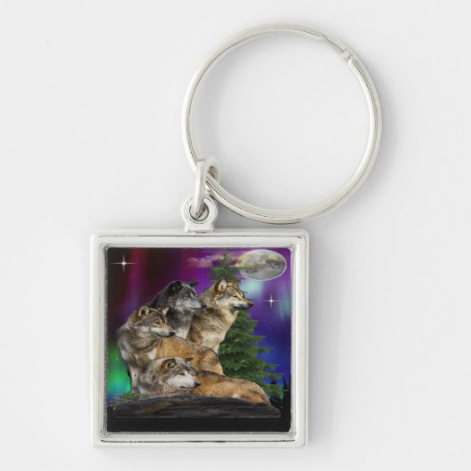 Wolf und Mond Schlüsselanhänger (Vorne)