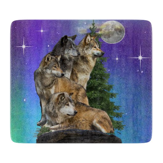 Wolf und Mond Schneidebrett (Vorderseite)