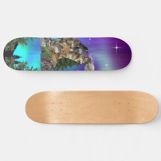 Wolf und Mond Skateboard (Horizontal)