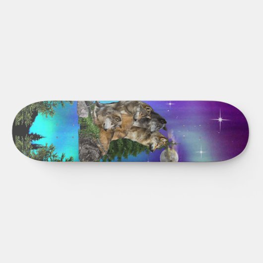Wolf und Mond Skateboard (Horizontal)