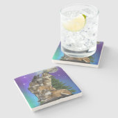 Wolf und Mond Steinuntersetzer (Seitenansicht)