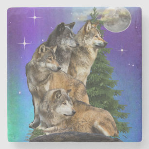 Wolf und Mond Steinuntersetzer