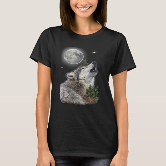 Wolf und Mond T-Shirt (Vorderseite)
