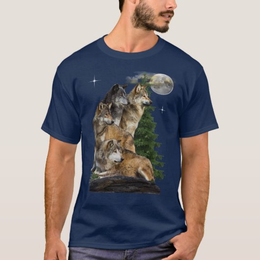 Wolf und Mond T-Shirt (Vorderseite)