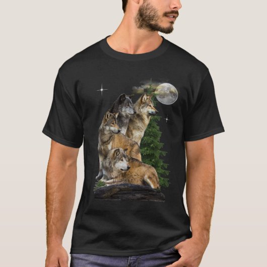 Wolf und Mond T-Shirt (Vorderseite)
