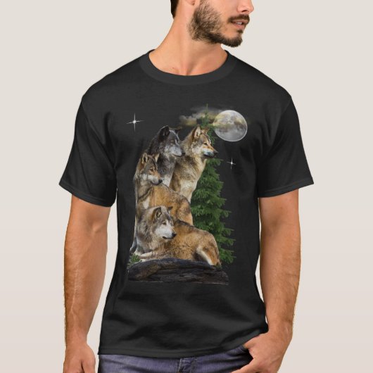 Wolf und Mond T-Shirt (Vorderseite)