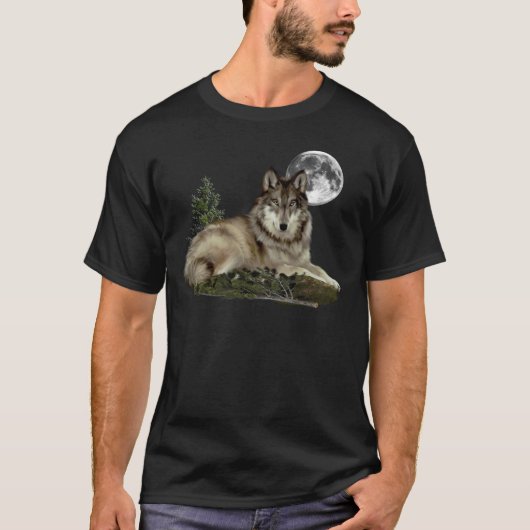 Wolf und Mond T-Shirt (Vorderseite)