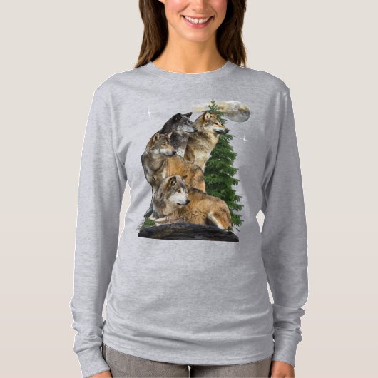 Wolf und Mond T-Shirt (Vorderseite)