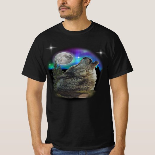 Wolf und Mond T-Shirt (Vorderseite)