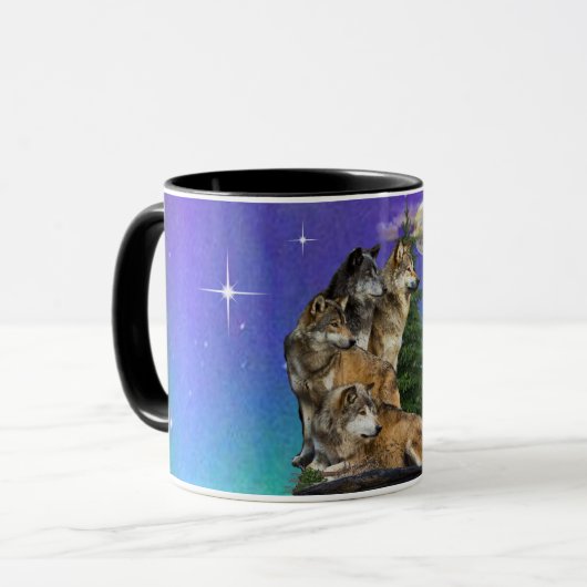 Wolf und Mond Tasse (Vorderseite Links)