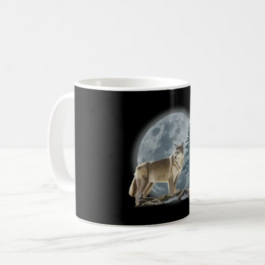 Wolf- und Mondentwurf für Kaffeetasse (Vorderseite Links)