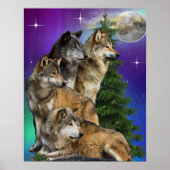 Wolf- und Mondposter Poster (Vorne)