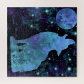 Wolf und Moon Jigsaw Puzzle Painting (Horizontal)