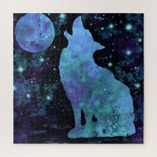 Wolf und Moon Jigsaw Puzzle Painting (Vertikal)