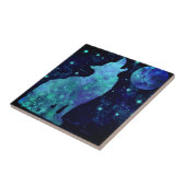 Wolf und Moon Keramik Tile Fliese (Seite)