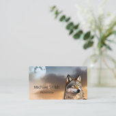 Wolf und Moon Nature Foto Visitenkarte (Stehend Vorderseite)