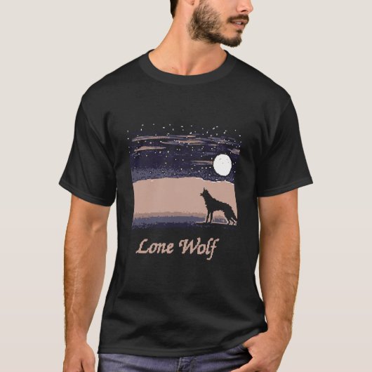 Wolf und Moon Pixel Art T - Shirt (Vorderseite)