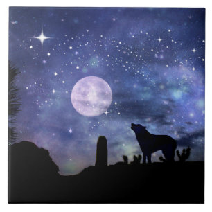 Wolf und Moon Tile Art Fliese