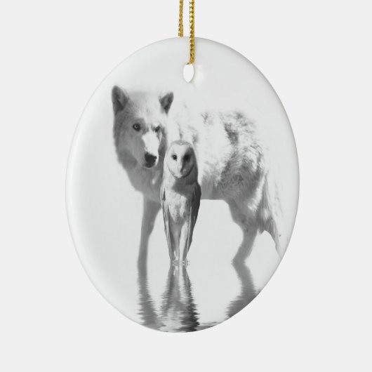 Wolf und Owl Keramik Ornament (Rechts)