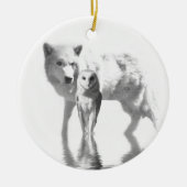 Wolf und Owl Keramik Ornament (Vorne)