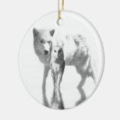 Wolf und Owl Keramik Ornament (Links)