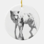 Wolf und Owl Keramik Ornament (Hinten)