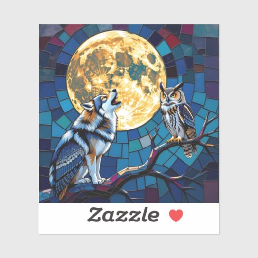Wolf und Owl Mosaik Art Aufkleber (Blatt)