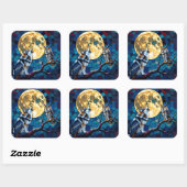 Wolf und Owl Mosaik Art Quadratischer Aufkleber (Blatt)