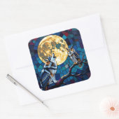 Wolf und Owl Mosaik Art Quadratischer Aufkleber (Umschlag)