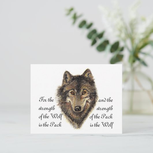 Wolf- und Packquote - Tiersammlung Postkarte (Stehend Vorderseite)