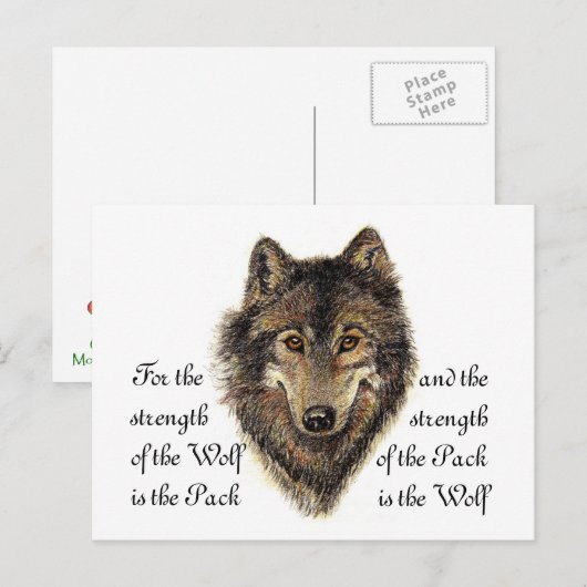 Wolf- und Packquote - Tiersammlung Postkarte (Vorne/Hinten)