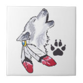 Wolf und Paw Print Fliese (Vorderseite)