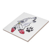 Wolf und Paw Print Fliese (Seite)