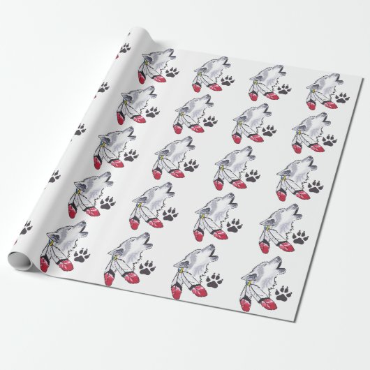 Wolf und Paw Print Geschenkpapier (Ungerollt)