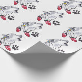 Wolf und Paw Print Geschenkpapier (Ecke)