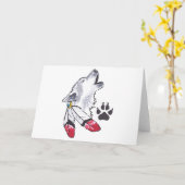 Wolf und Paw Print Karte (Gelbe Blume)