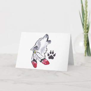 Wolf und Paw Print Karte