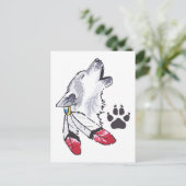 Wolf und Paw Print Postkarte (Stehend Vorderseite)