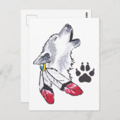 Wolf und Paw Print Postkarte (Vorne/Hinten)