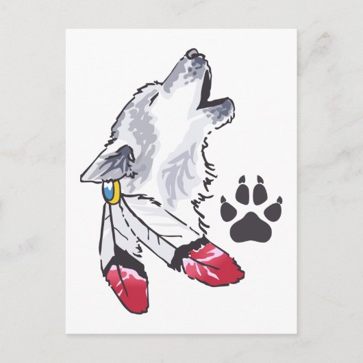 Wolf und Paw Print Postkarte (Vorderseite)