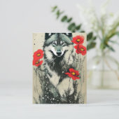 Wolf und Poppies Postkarte (Stehend Vorderseite)