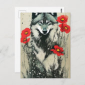 Wolf und Poppies Postkarte (Vorne/Hinten)