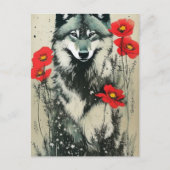 Wolf und Poppies Postkarte (Vorderseite)