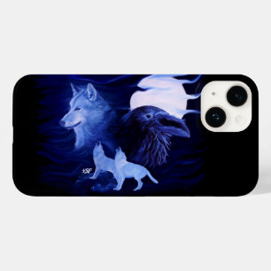 Wolf und Rabe mit Vollmond Case-Mate iPhone 14 Hülle